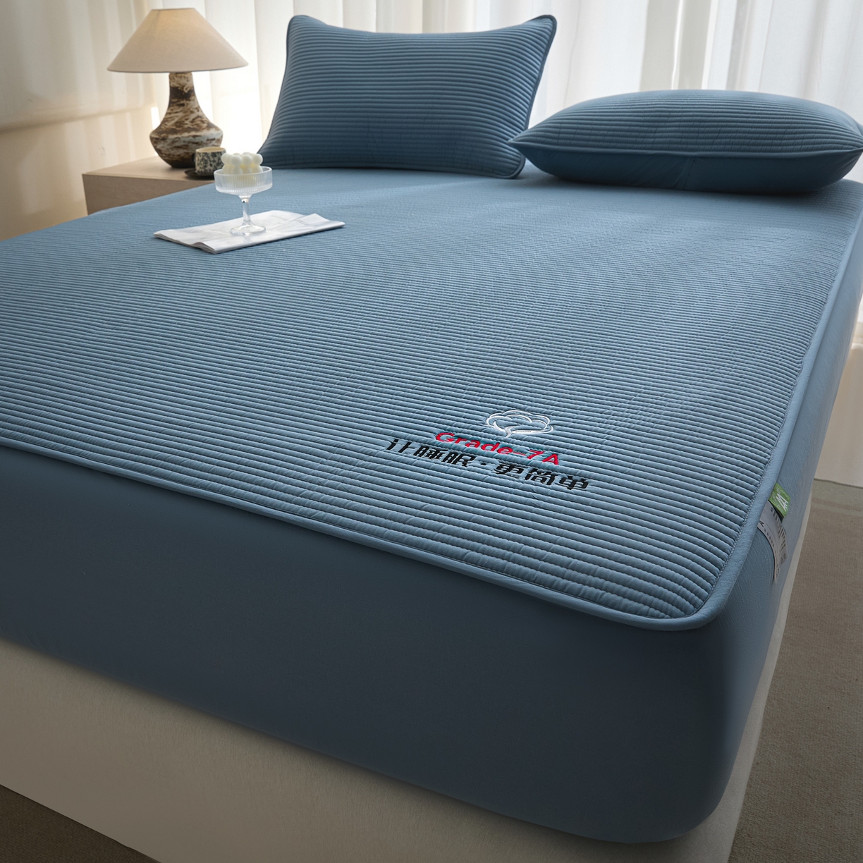 91家纺网 家纺一手货源 找家纺 芬晴家纺 2026新款知音全棉棉花床笠单品床笠床笠单件 知音-雾蓝