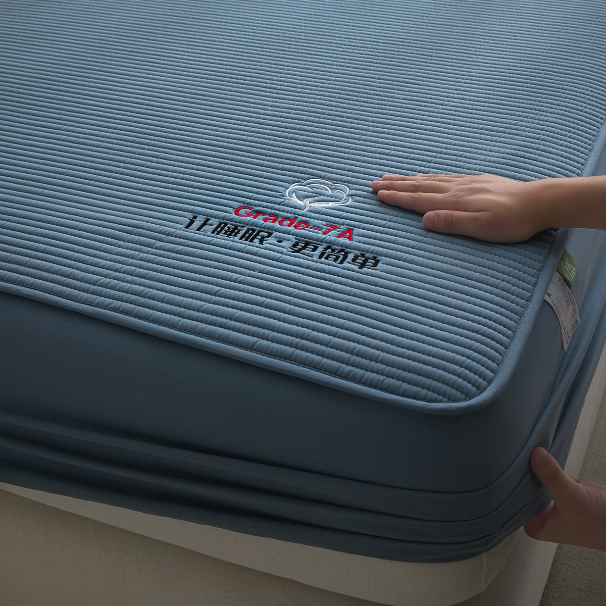 91家纺网 家纺一手货源 找家纺 芬晴家纺 2026新款知音全棉棉花床笠单品床笠床笠单件 知音-雾蓝