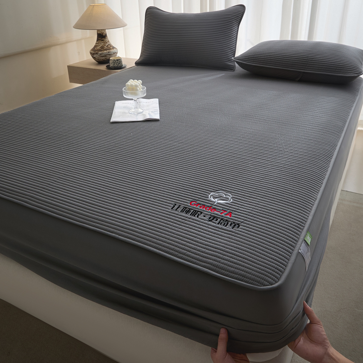 91家纺网 家纺一手货源 找家纺 芬晴家纺 2026新款知音全棉棉花床笠单品床笠床笠单件 知音-岩灰