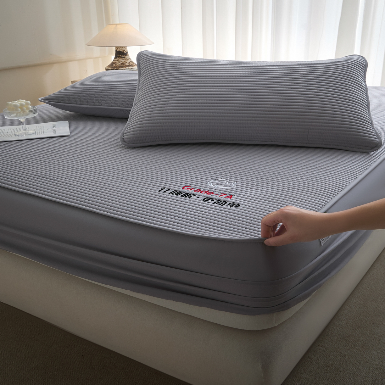 91家纺网 家纺一手货源 找家纺 芬晴家纺 2026新款知音全棉棉花床笠单品床笠床笠单件 知音-星灰