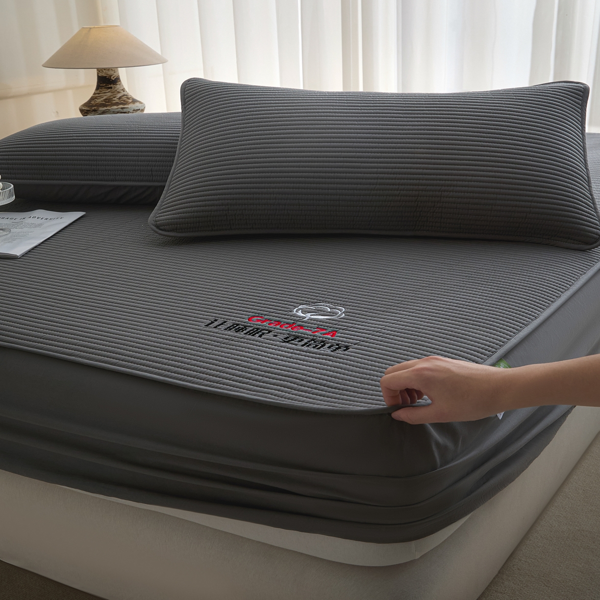 91家纺网 家纺一手货源 找家纺 芬晴家纺 2026新款知音全棉棉花床笠单品床笠床笠单件 知音-岩灰