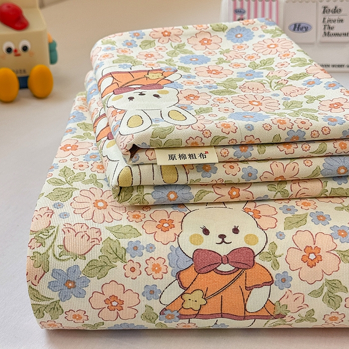 91家纺网 家纺一手货源 找家纺 爱彼家纺 2026新升级细沙工艺款亲肤柔软老粗布床单凉席席子春夏热门款-直播热卖 繁花兔影