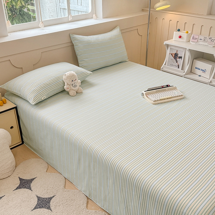 91家纺网 家纺一手货源 找家纺 爱彼家纺 2026新升级细沙工艺款亲肤柔软老粗布床单凉席席子春夏热门款-直播热卖 北望