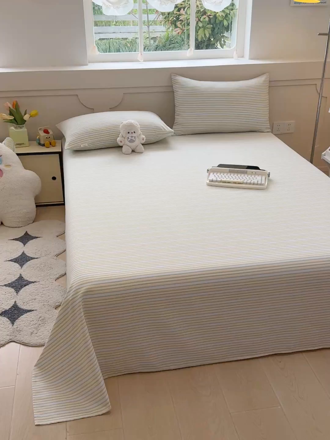 91家纺网 家纺一手货源 找家纺 爱彼家纺 2026新升级细沙工艺款亲肤柔软老粗布床单凉席席子春夏热门款-直播热卖 北望