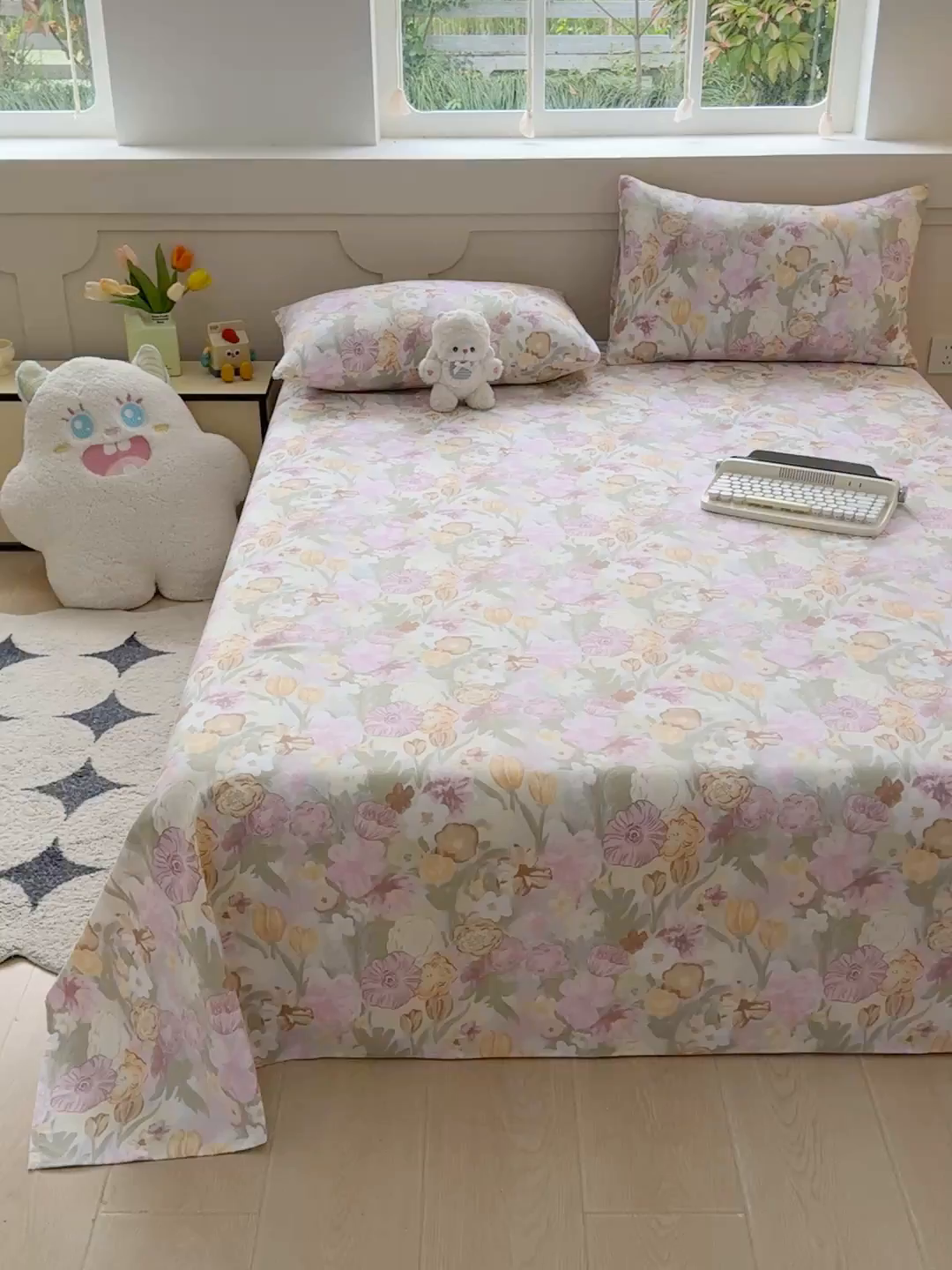 91家纺网 家纺一手货源 找家纺 爱彼家纺 2026新升级细沙工艺款亲肤柔软老粗布床单凉席席子春夏热门款-直播热卖 法式花园