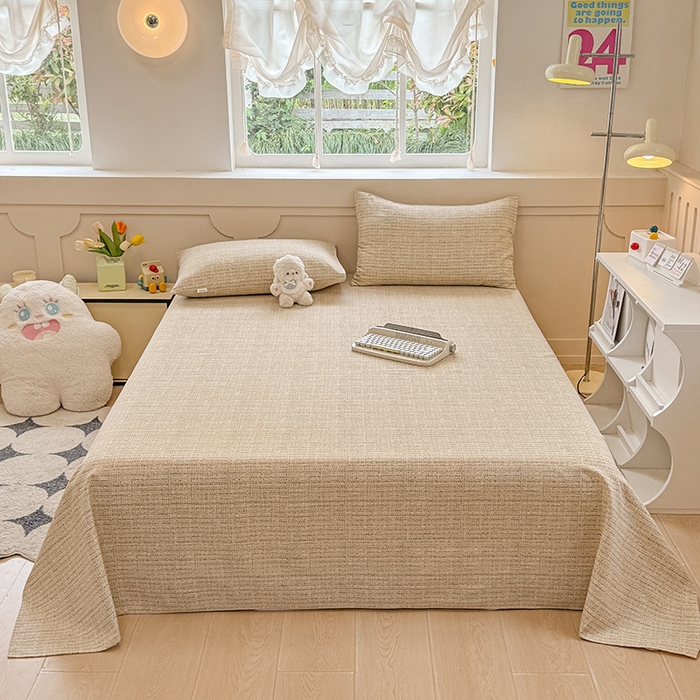 91家纺网 家纺一手货源 找家纺 爱彼家纺 2026新升级细沙工艺款亲肤柔软老粗布床单凉席席子春夏热门款-直播热卖 明沙