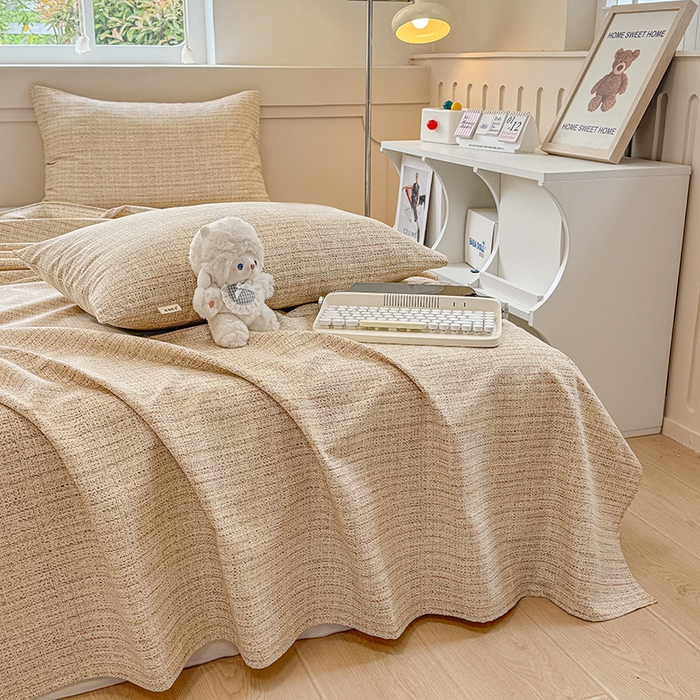 91家纺网 家纺一手货源 找家纺 爱彼家纺 2026新升级细沙工艺款亲肤柔软老粗布床单凉席席子春夏热门款-直播热卖 明沙