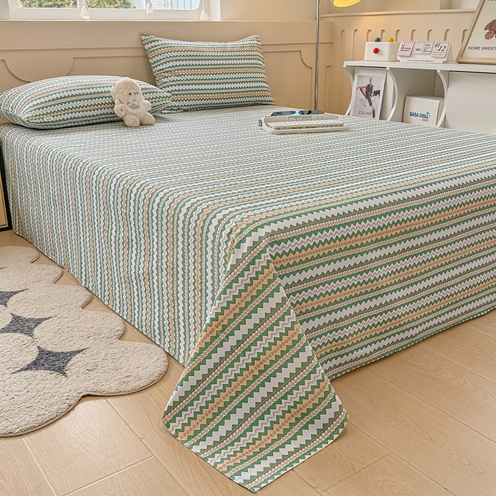 91家纺网 家纺一手货源 找家纺 爱彼家纺 2026新升级细沙工艺款亲肤柔软老粗布床单凉席席子春夏热门款-直播热卖 向往条绿