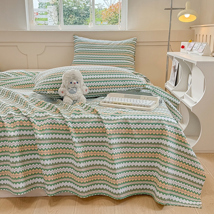 91家纺网 家纺一手货源 找家纺 爱彼家纺 2026新升级细沙工艺款亲肤柔软老粗布床单凉席席子春夏热门款-直播热卖 向往条绿