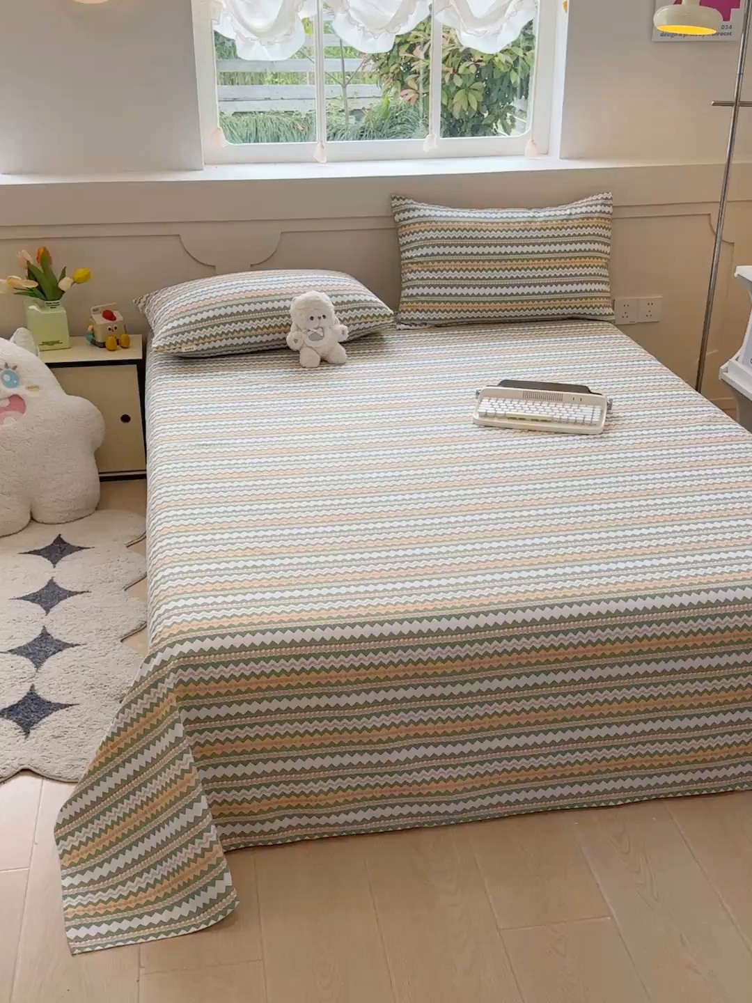 91家纺网 家纺一手货源 找家纺 爱彼家纺 2026新升级细沙工艺款亲肤柔软老粗布床单凉席席子春夏热门款-直播热卖 向往条绿