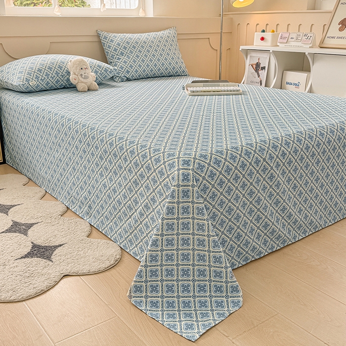 91家纺网 家纺一手货源 找家纺 爱彼家纺 2026新升级细沙工艺款亲肤柔软老粗布床单凉席席子春夏热门款-直播热卖 星格