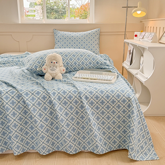 91家纺网 家纺一手货源 找家纺 爱彼家纺 2026新升级细沙工艺款亲肤柔软老粗布床单凉席席子春夏热门款-直播热卖 星格