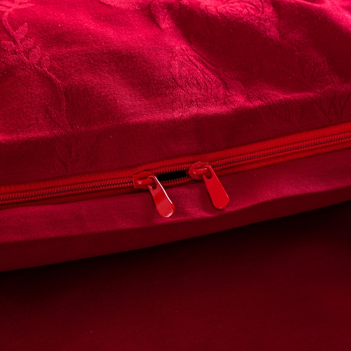 91家纺网 家纺一手货源 找家纺 （总）卧趣家纺 2026新款全棉贡缎提花红色婚庆纯棉四件套