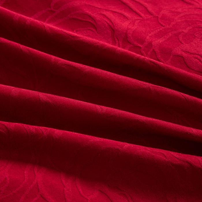 91家纺网 家纺一手货源 找家纺 卧趣家纺 2026新款全棉贡缎提花红色婚庆纯棉四件套 玫香