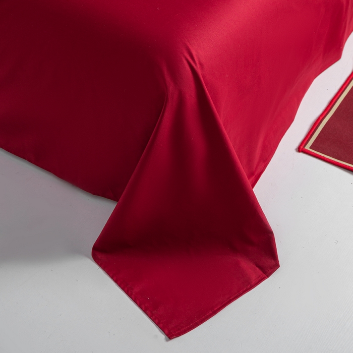 91家纺网 家纺一手货源 找家纺 卧趣家纺 2026新款全棉贡缎提花红色婚庆纯棉四件套 玫香