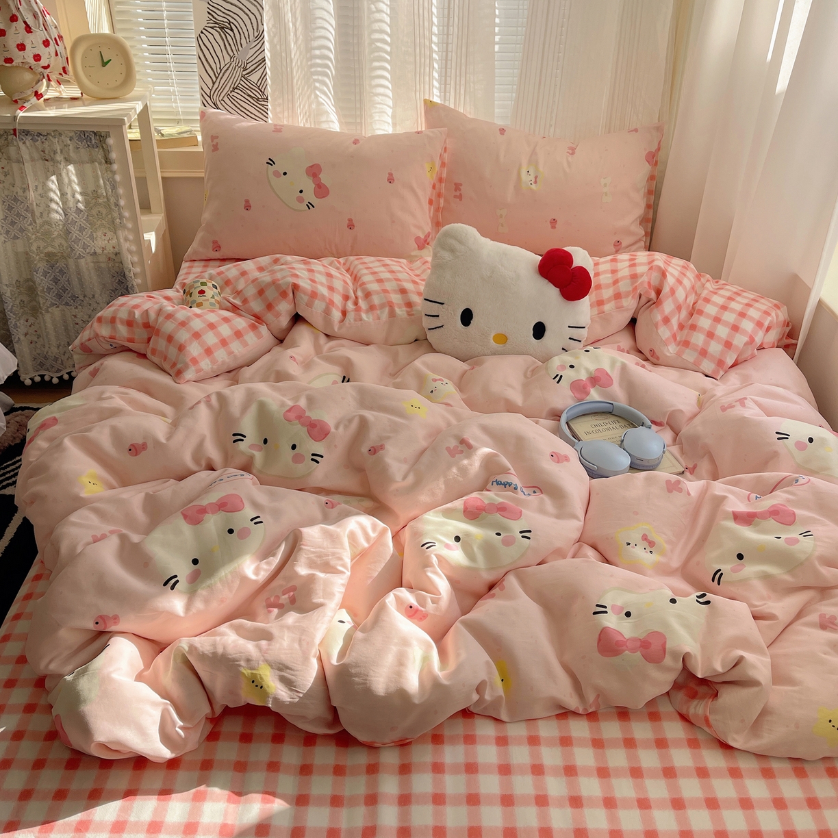 91家纺网 家纺一手货源 找家纺 （总）雅居纺家纺 2026新款全棉卡通印花可爱小猫四件套