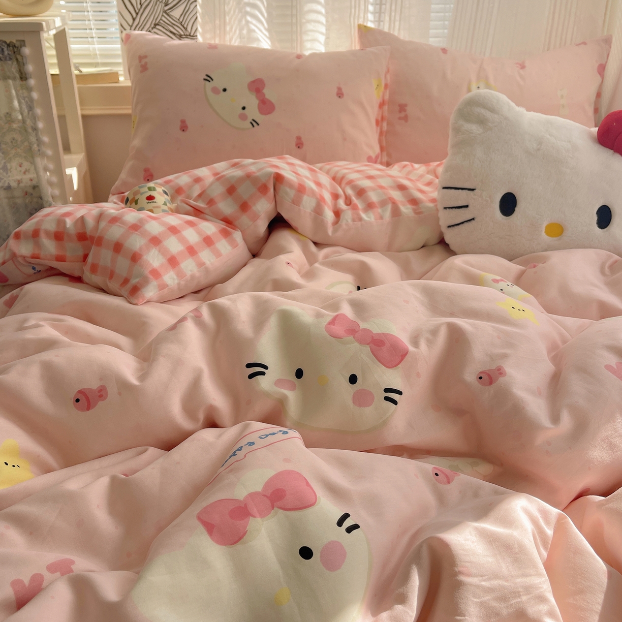 91家纺网 家纺一手货源 找家纺 （总）雅居纺家纺 2026新款全棉卡通印花可爱小猫四件套