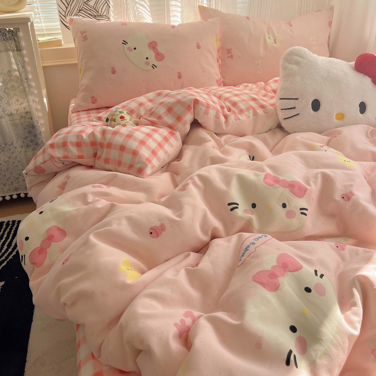 91家纺网 家纺一手货源 找家纺 （总）雅居纺家纺 2026新款全棉卡通印花可爱小猫四件套