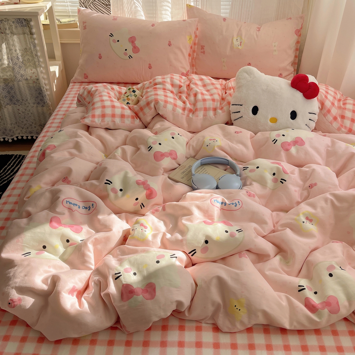 91家纺网 家纺一手货源 找家纺 （总）雅居纺家纺 2026新款全棉卡通印花可爱小猫四件套