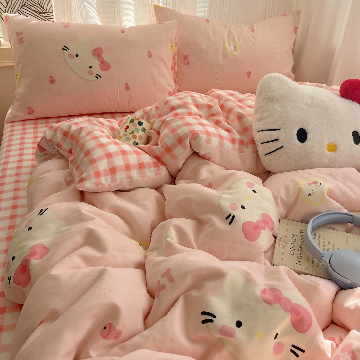 91家纺网 家纺一手货源 找家纺 （总）雅居纺家纺 2026新款全棉卡通印花可爱小猫四件套