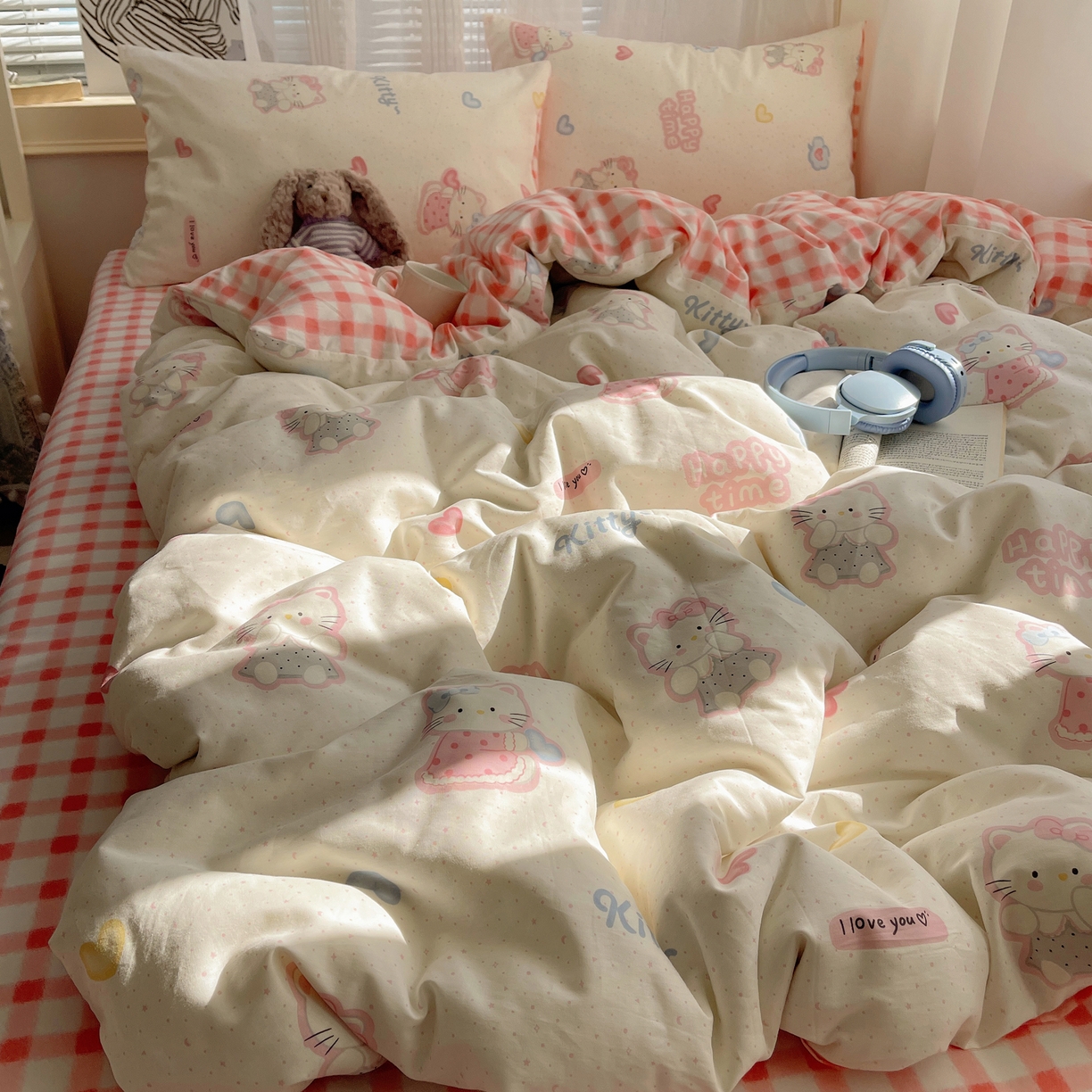 91家纺网 家纺一手货源 找家纺 （总）雅居纺家纺 2026新款全棉卡通印花可爱小猫四件套