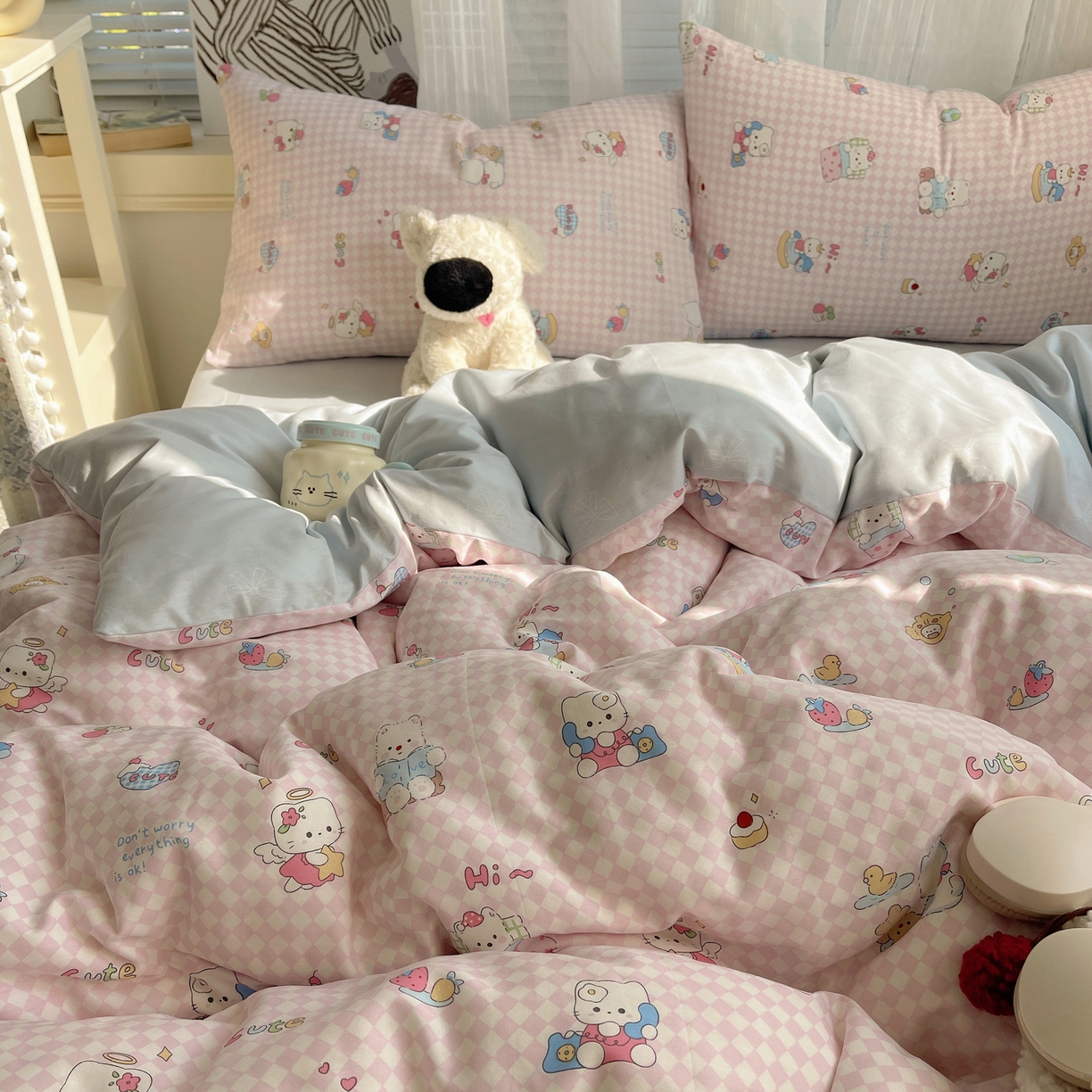 91家纺网 家纺一手货源 找家纺 （总）雅居纺家纺 2026新款全棉卡通印花可爱小猫四件套