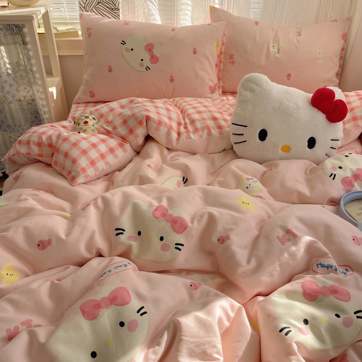 91家纺网 家纺一手货源 找家纺 雅居纺家纺 2026新款全棉卡通印花可爱小猫四件套 快乐小猫