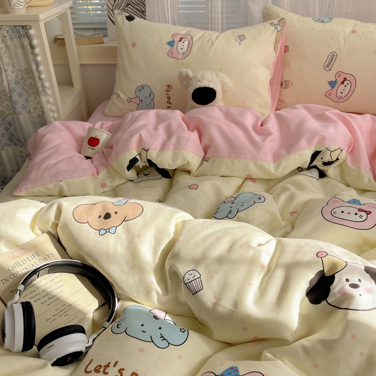 91家纺网 家纺一手货源 找家纺 雅居纺家纺 2026新款全棉卡通印花可爱小猫四件套 猫咪伙伴