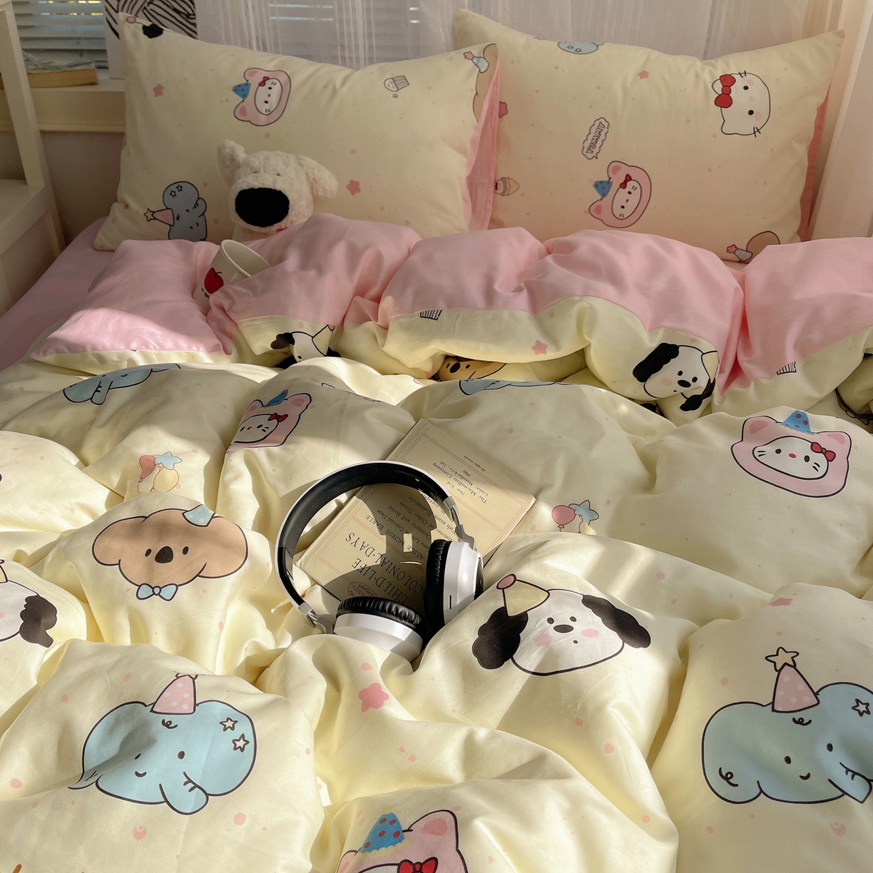 91家纺网 家纺一手货源 找家纺 雅居纺家纺 2026新款全棉卡通印花可爱小猫四件套 猫咪伙伴