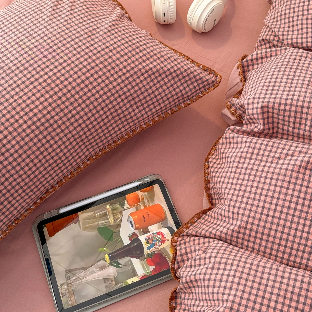 91家纺网 家纺一手货源 找家纺 （总）雅居纺家纺 2026新款全棉色织水洗棉贝壳边四件套