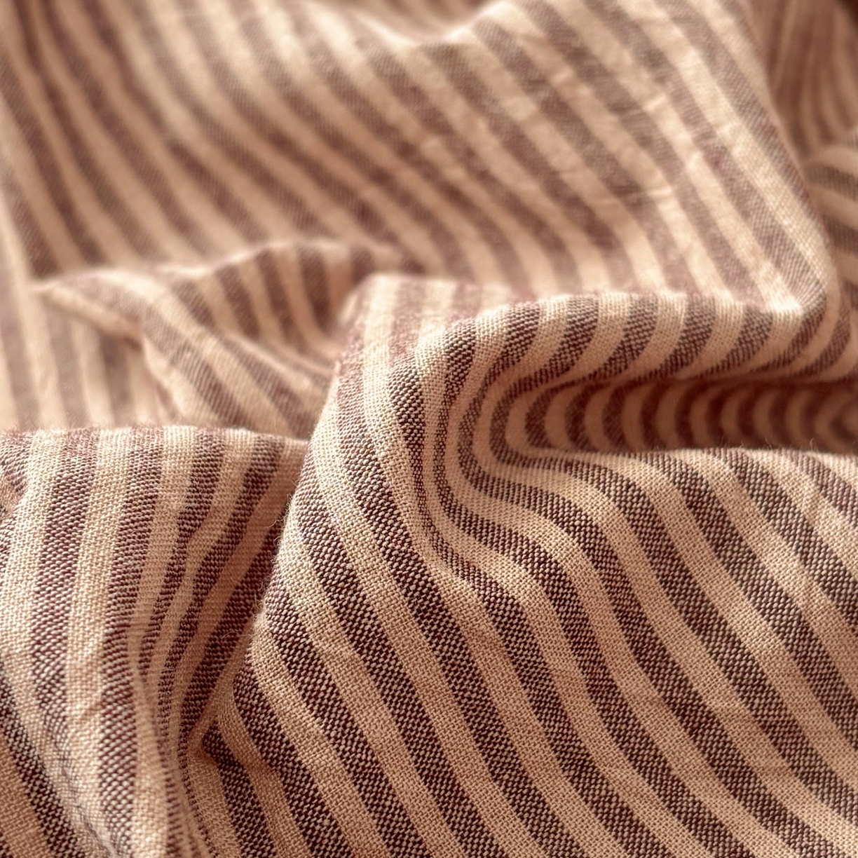 91家纺网 家纺一手货源 找家纺 雅居纺家纺 2026新款全棉色织水洗棉贝壳边四件套 贝壳边-豆沙密条