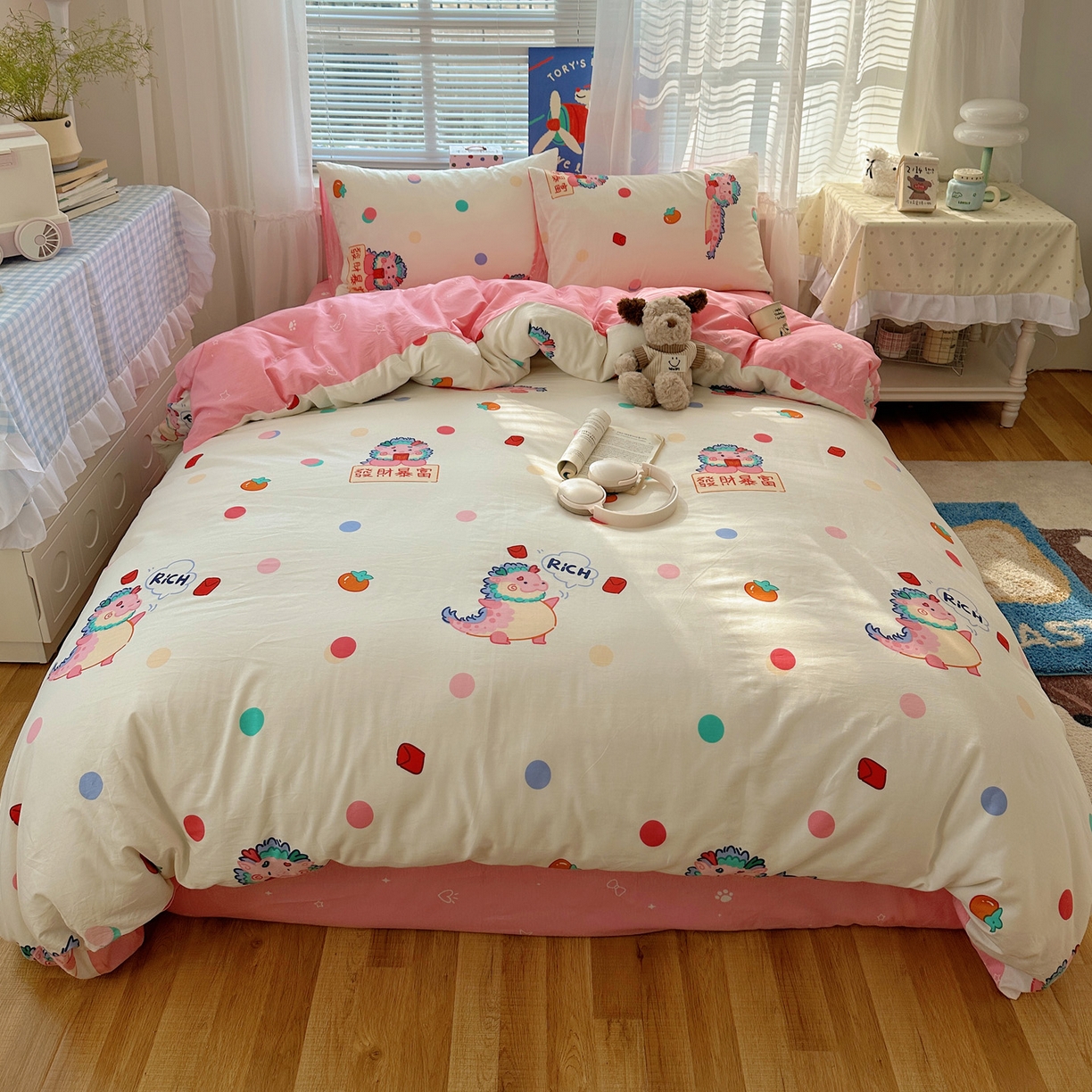 91家纺网 家纺一手货源 找家纺 雅居纺家纺 2026新款全棉小清新印花四件套 暴富