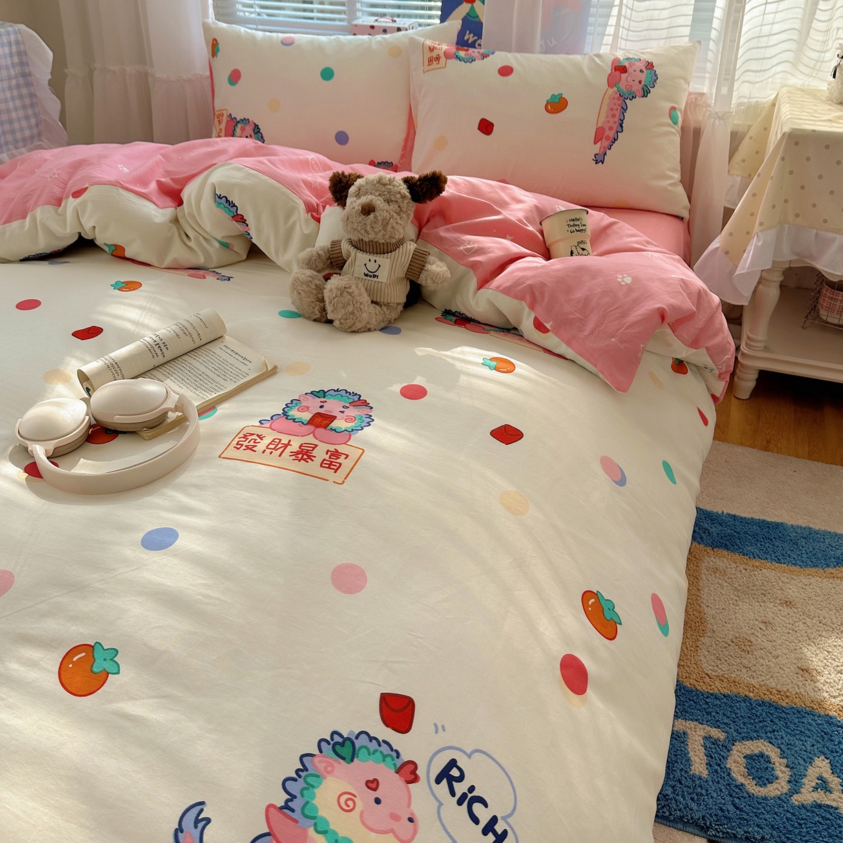 91家纺网 家纺一手货源 找家纺 雅居纺家纺 2026新款全棉小清新印花四件套 暴富