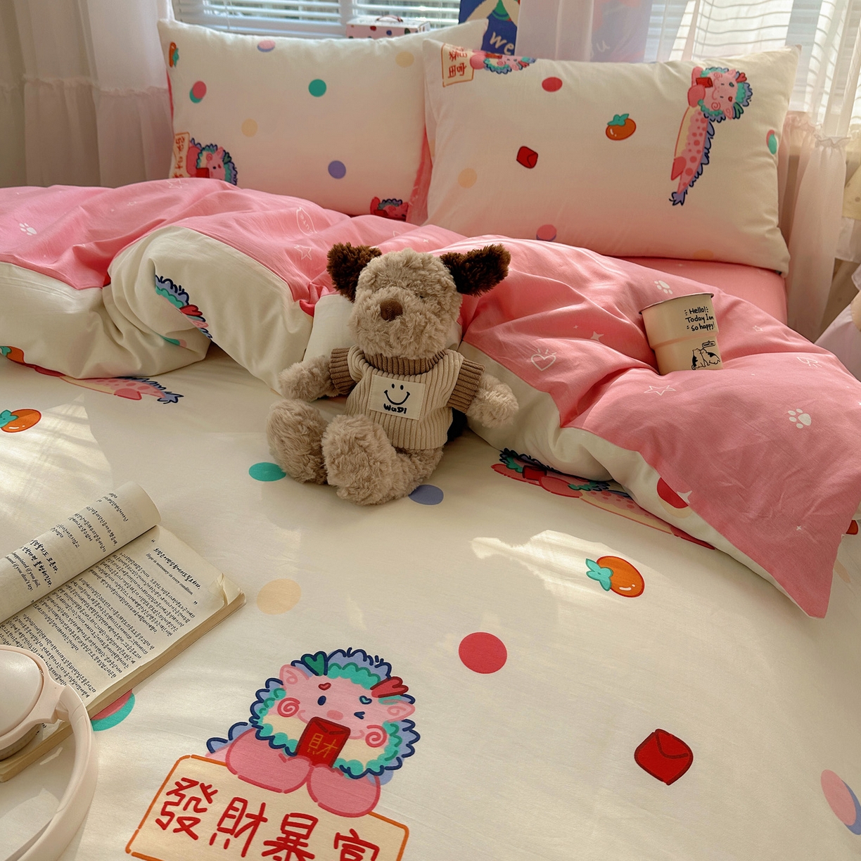 91家纺网 家纺一手货源 找家纺 雅居纺家纺 2026新款全棉小清新印花四件套 暴富