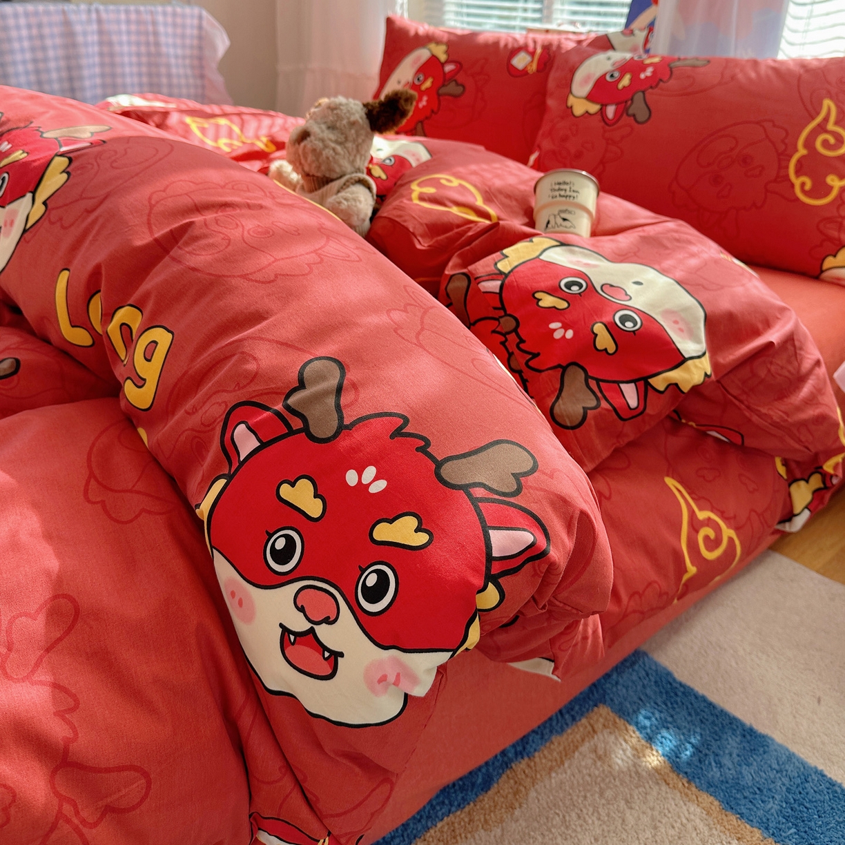 雅居纺家纺 2026新款全棉小清新印花四件套 红红火火