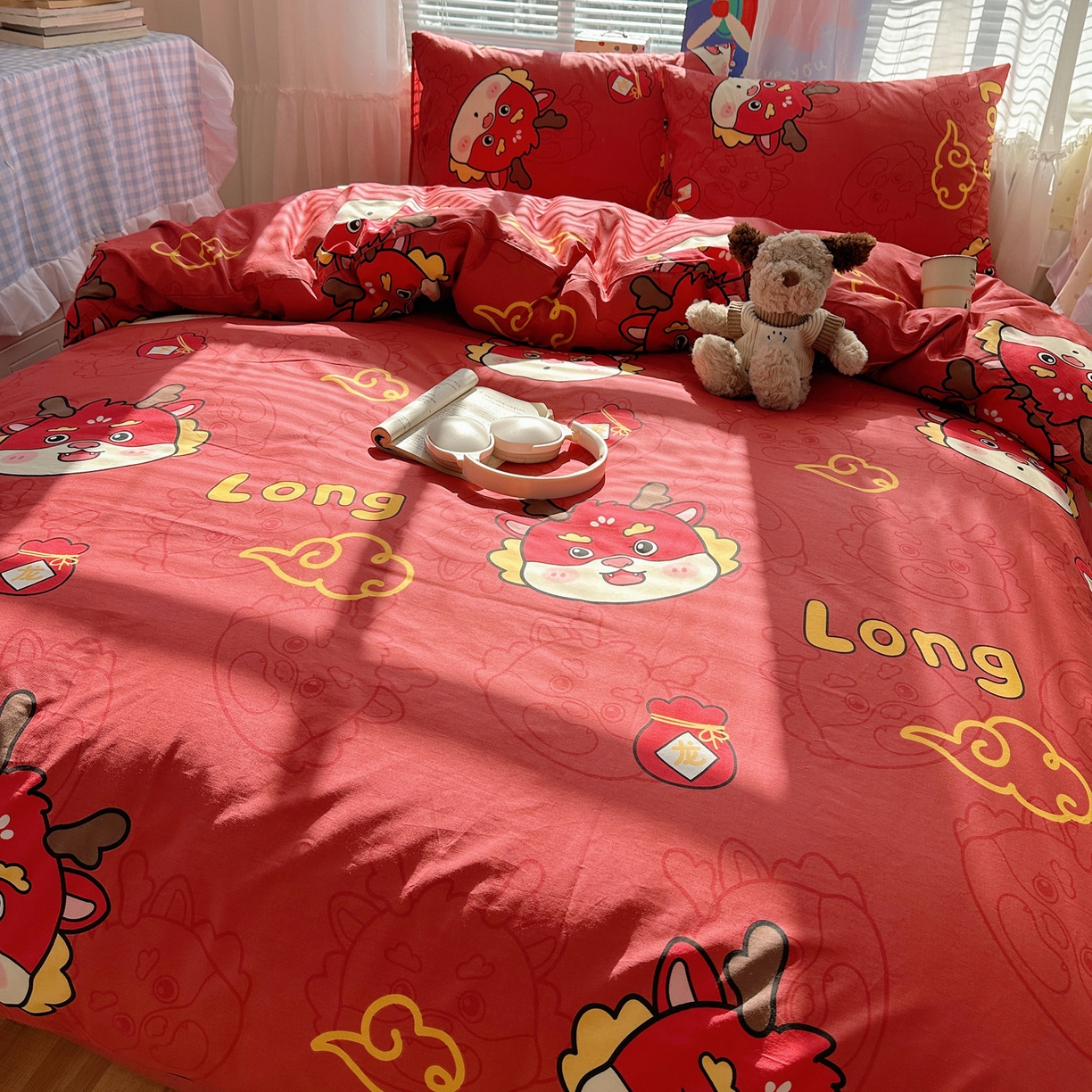 91家纺网 家纺一手货源 找家纺 雅居纺家纺 2026新款全棉小清新印花四件套 红红火火