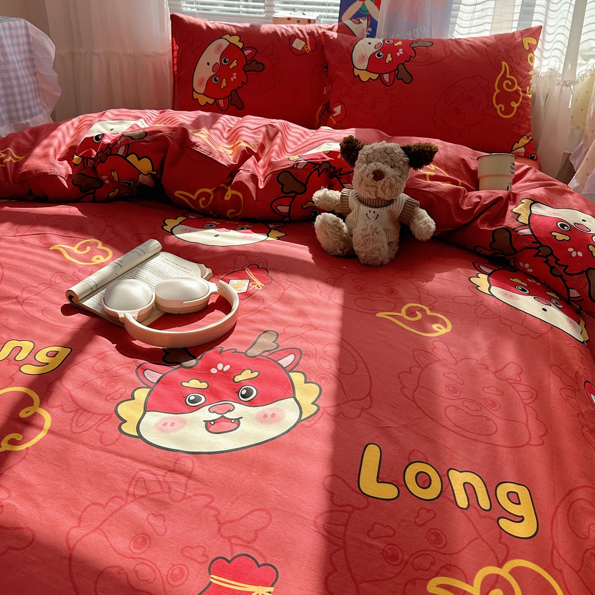 91家纺网 家纺一手货源 找家纺 雅居纺家纺 2026新款全棉小清新印花四件套 红红火火