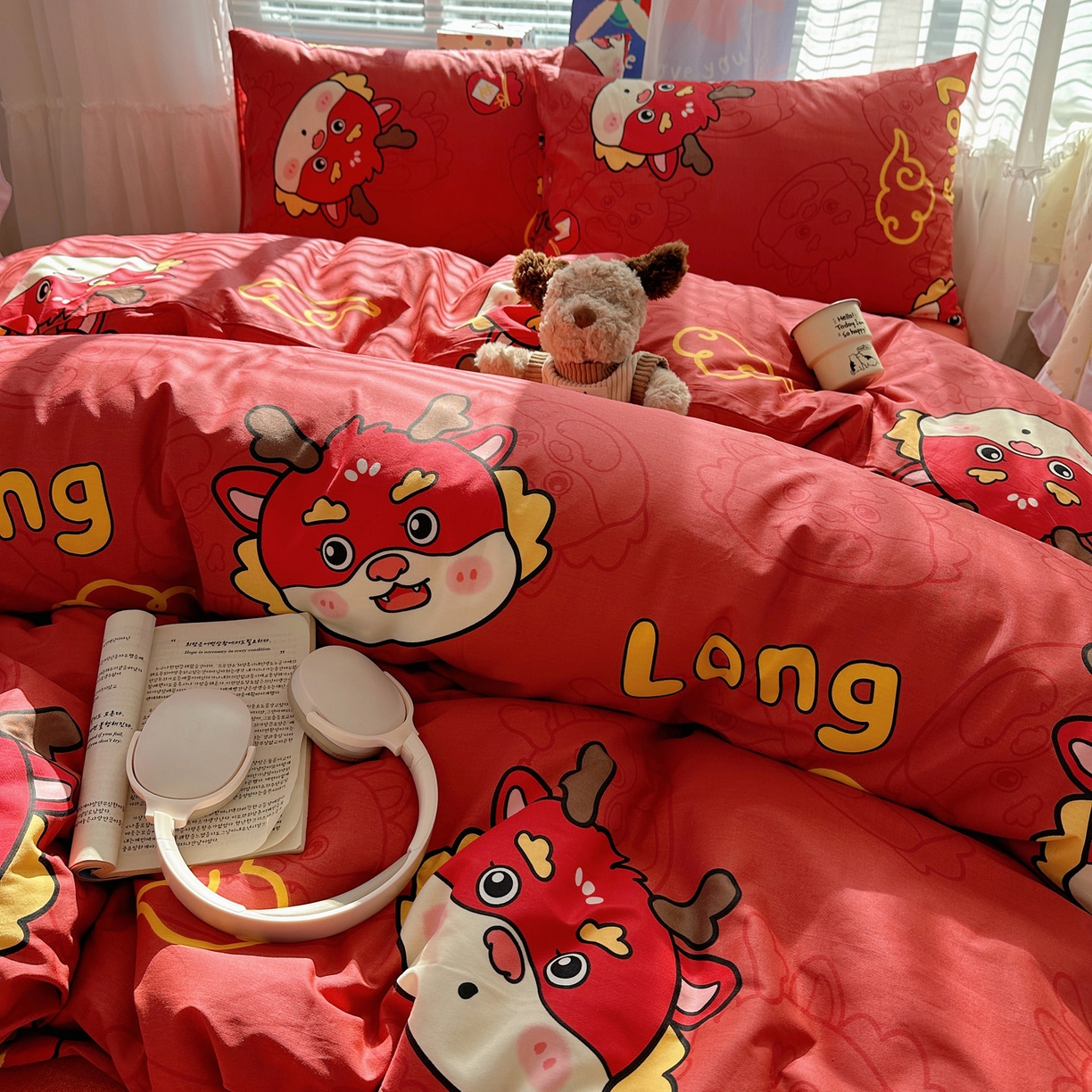 91家纺网 家纺一手货源 找家纺 雅居纺家纺 2026新款全棉小清新印花四件套 红红火火