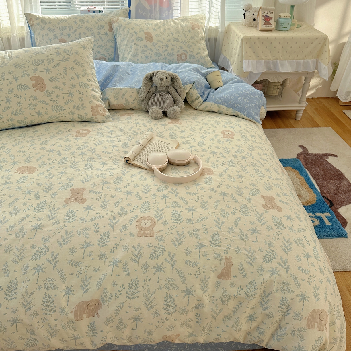 91家纺网 家纺一手货源 找家纺 雅居纺家纺 2026新款全棉小清新印花四件套 森林乐园