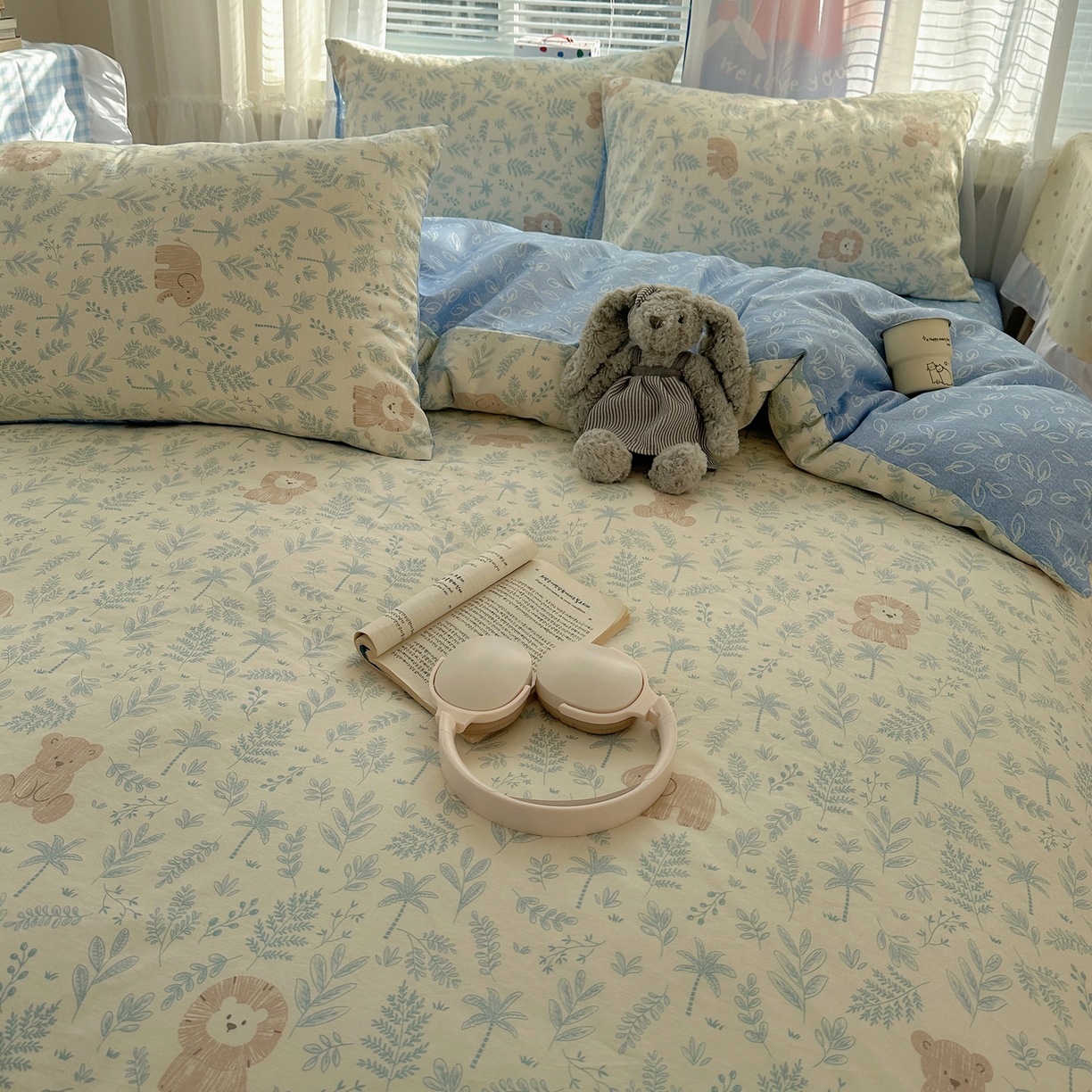 91家纺网 家纺一手货源 找家纺 雅居纺家纺 2026新款全棉小清新印花四件套 森林乐园