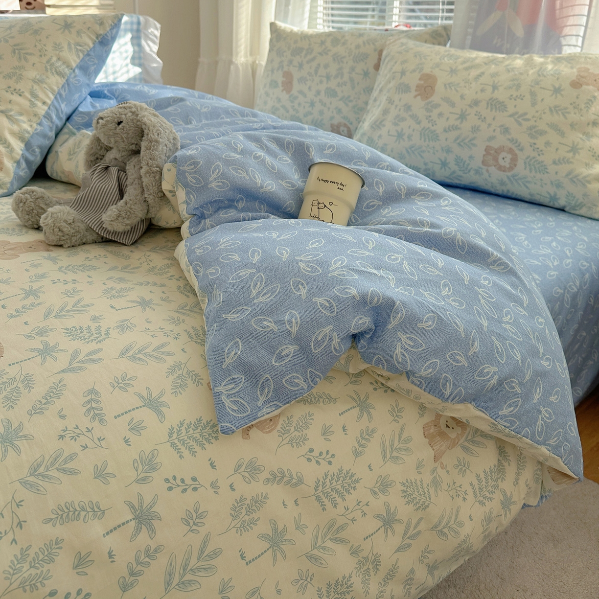 91家纺网 家纺一手货源 找家纺 雅居纺家纺 2026新款全棉小清新印花四件套 森林乐园