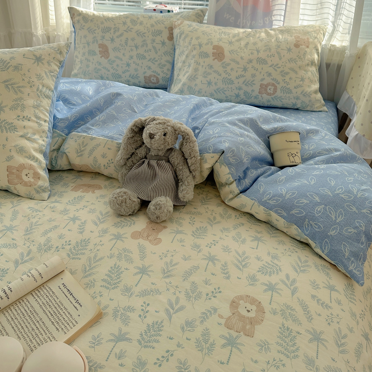 91家纺网 家纺一手货源 找家纺 雅居纺家纺 2026新款全棉小清新印花四件套 森林乐园