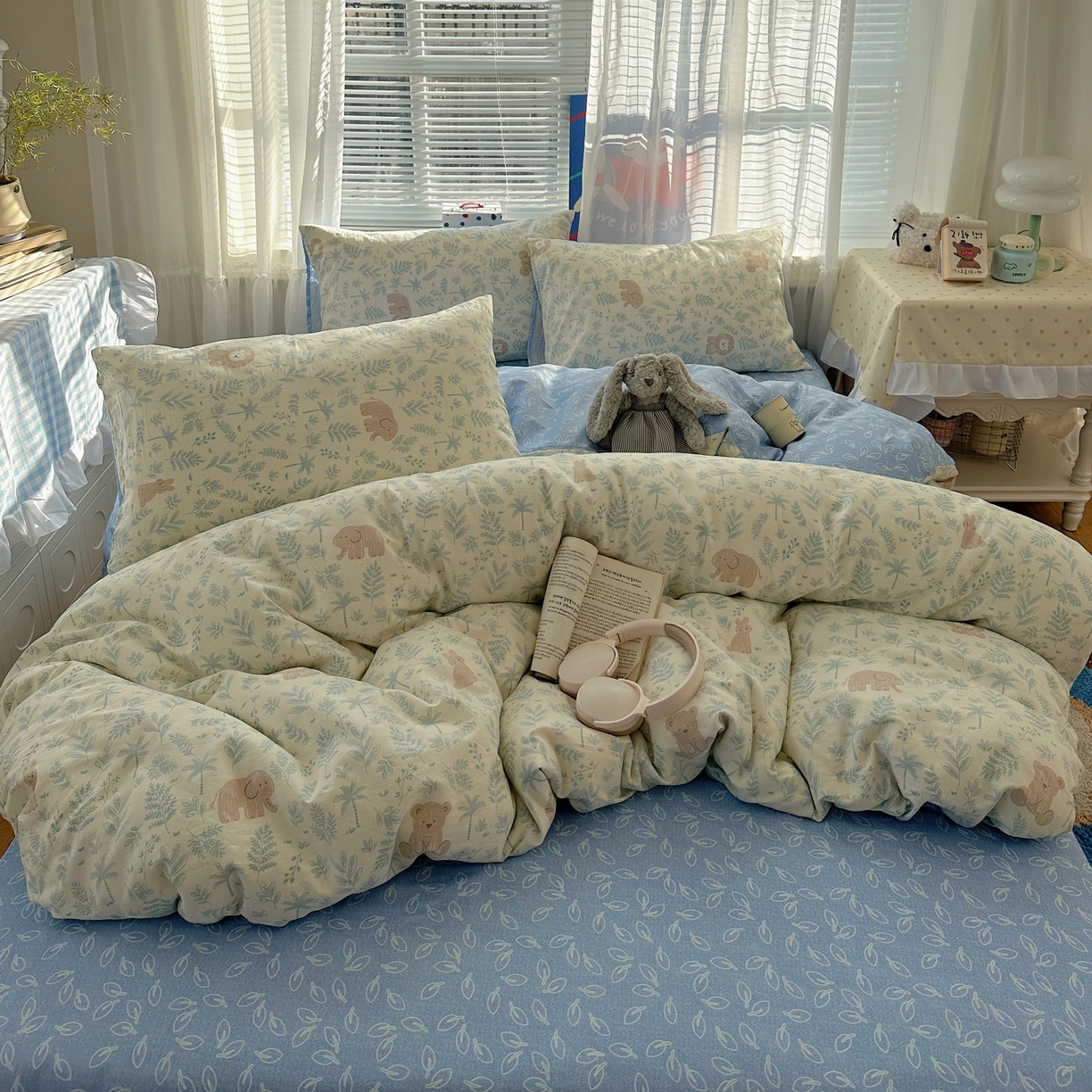 91家纺网 家纺一手货源 找家纺 雅居纺家纺 2026新款全棉小清新印花四件套 森林乐园