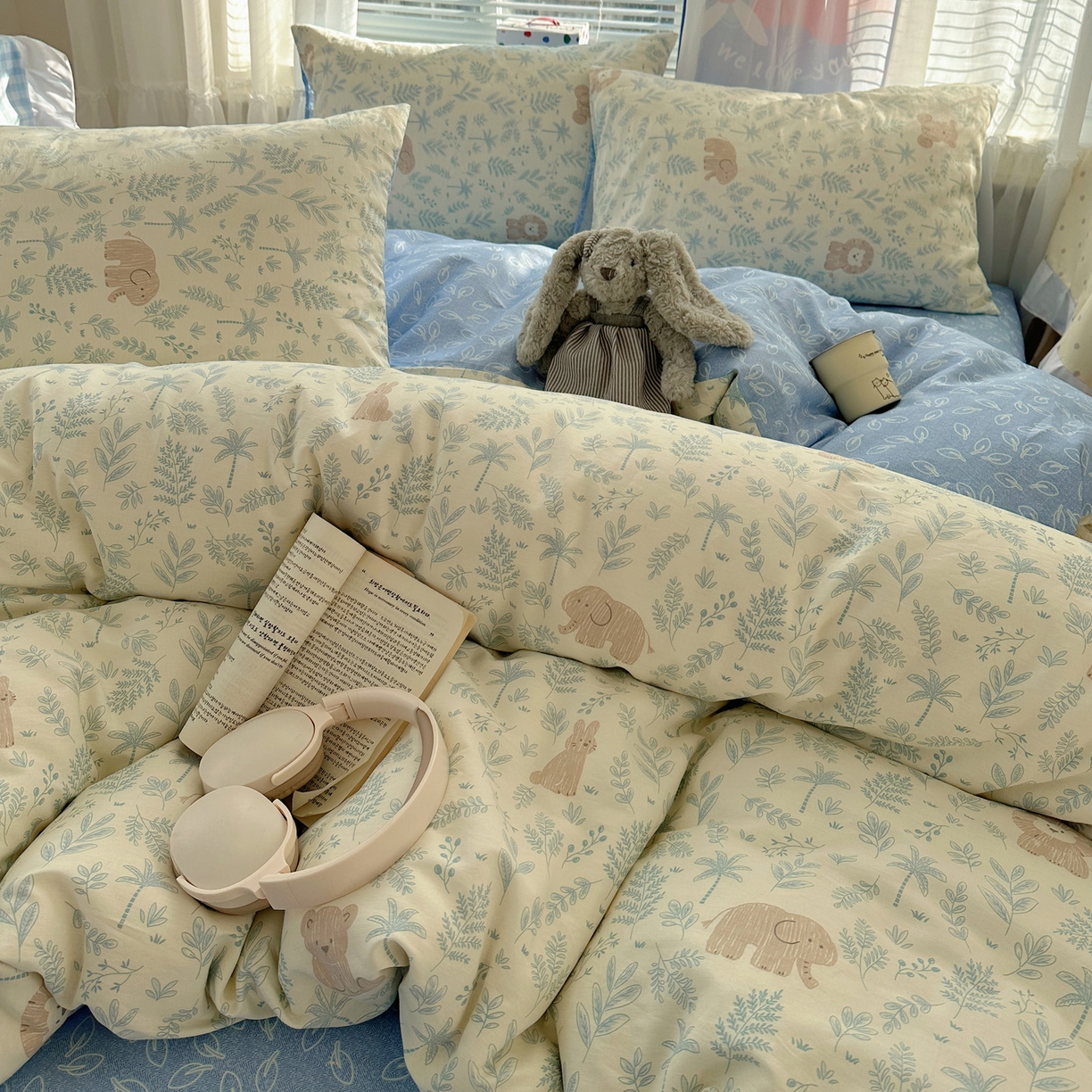 91家纺网 家纺一手货源 找家纺 雅居纺家纺 2026新款全棉小清新印花四件套 森林乐园