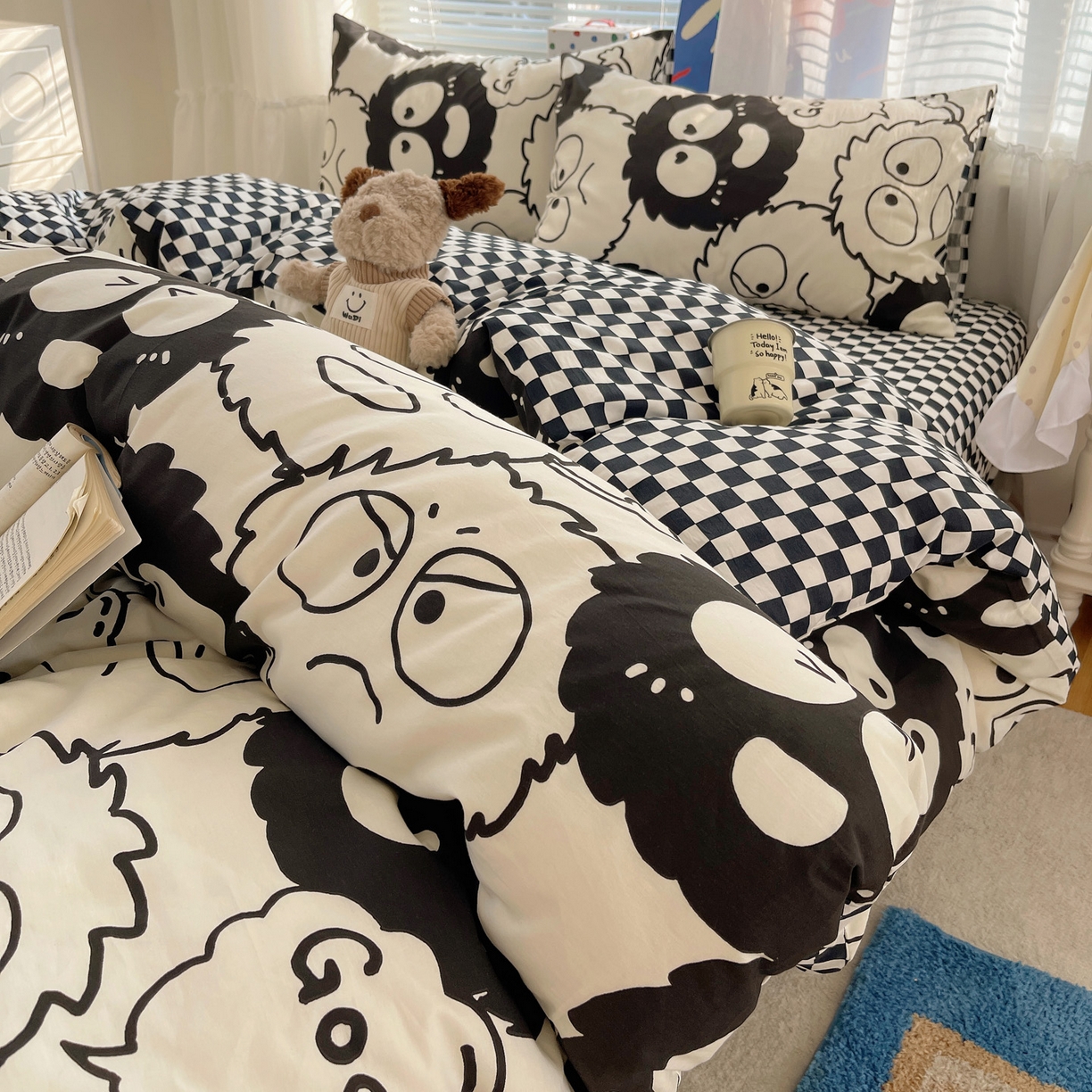 91家纺网 家纺一手货源 找家纺 雅居纺家纺 2026新款全棉小清新印花四件套 贪玩家族