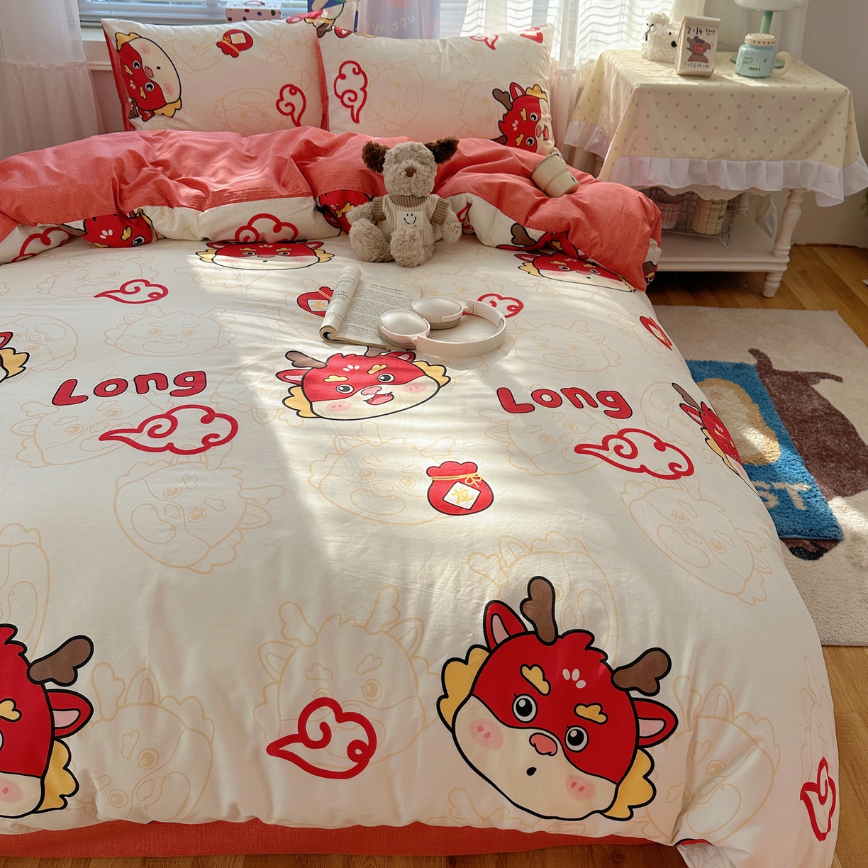 91家纺网 家纺一手货源 找家纺 雅居纺家纺 2026新款全棉小清新印花四件套 祥瑞