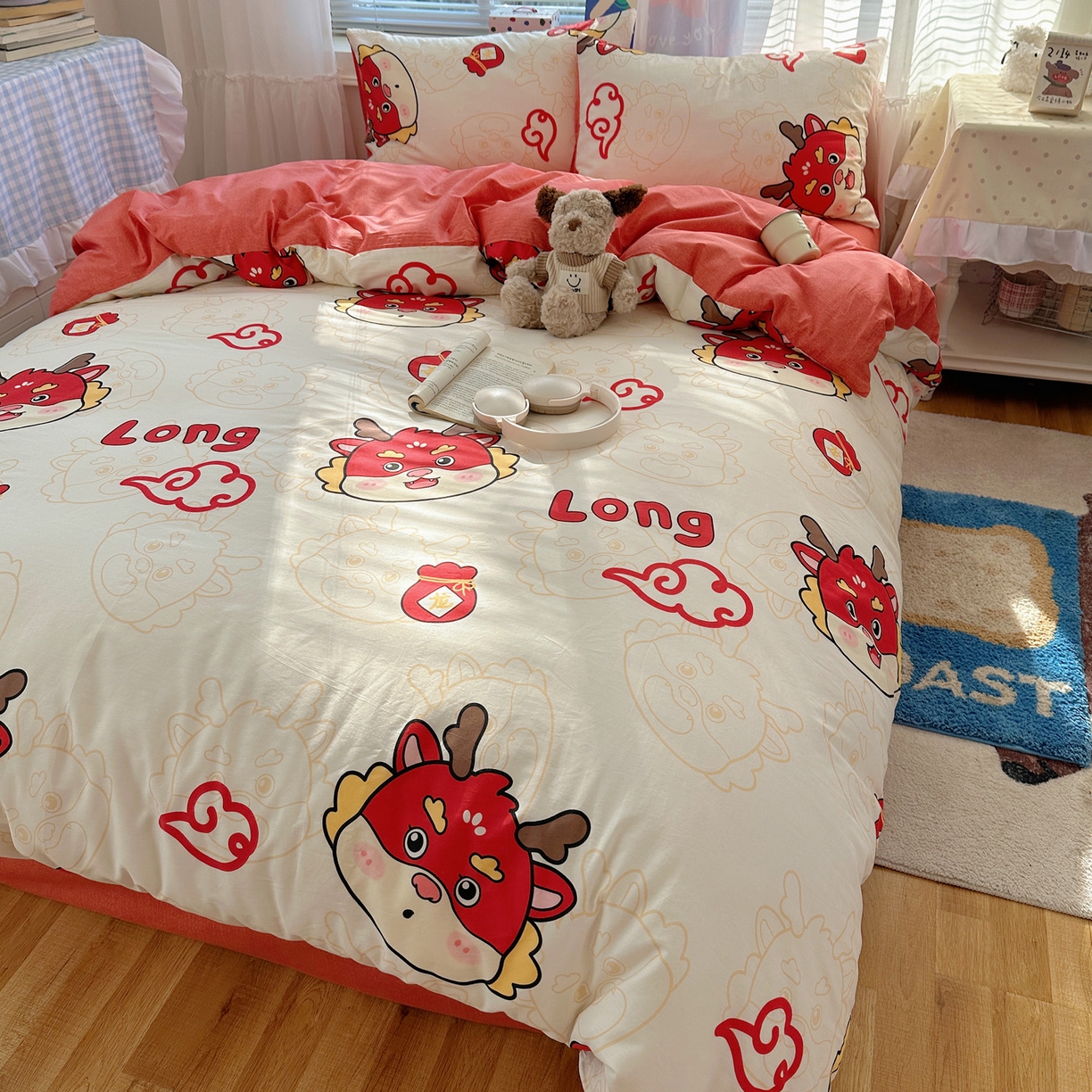 91家纺网 家纺一手货源 找家纺 雅居纺家纺 2026新款全棉小清新印花四件套 祥瑞