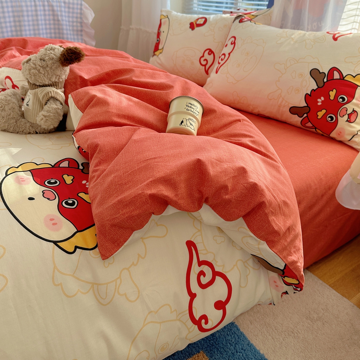 91家纺网 家纺一手货源 找家纺 雅居纺家纺 2026新款全棉小清新印花四件套 祥瑞