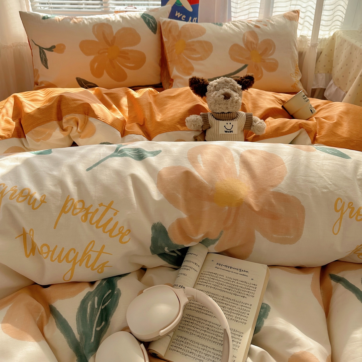 91家纺网 家纺一手货源 找家纺 雅居纺家纺 2026新款全棉小清新印花四件套 幸福花朵