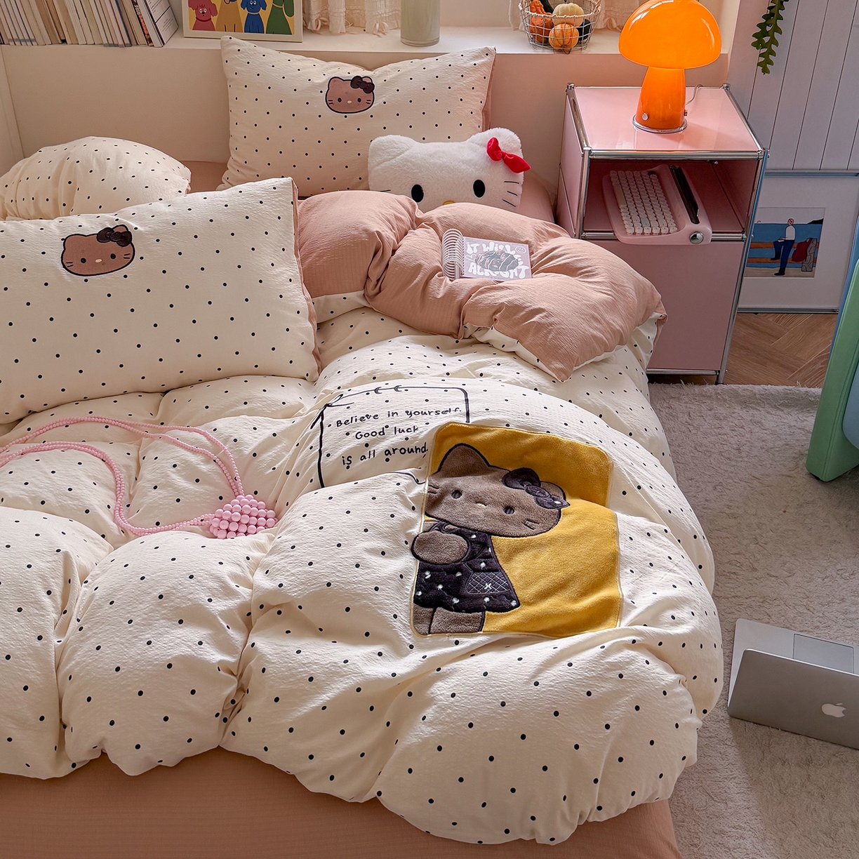 美乐迪家纺 2026新款贴布绣云感双层纱四件套 躲猫猫